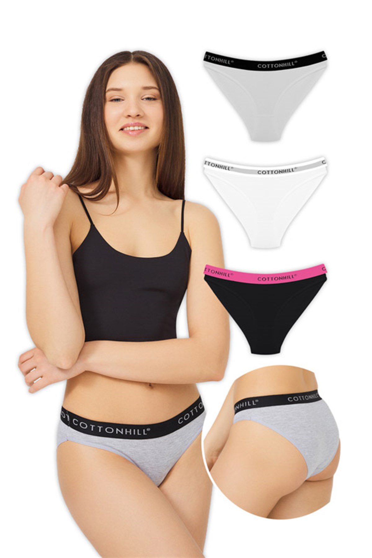 Beyaz Çift İpli Pamuklu Bikini Külot
